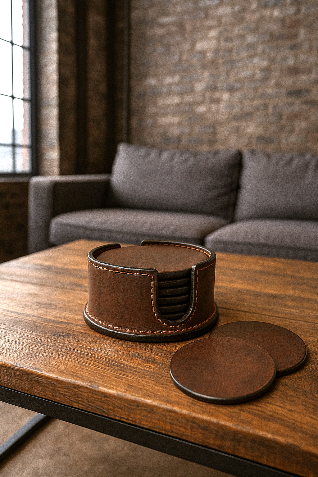 Atlas Leather Coasters Set of 6